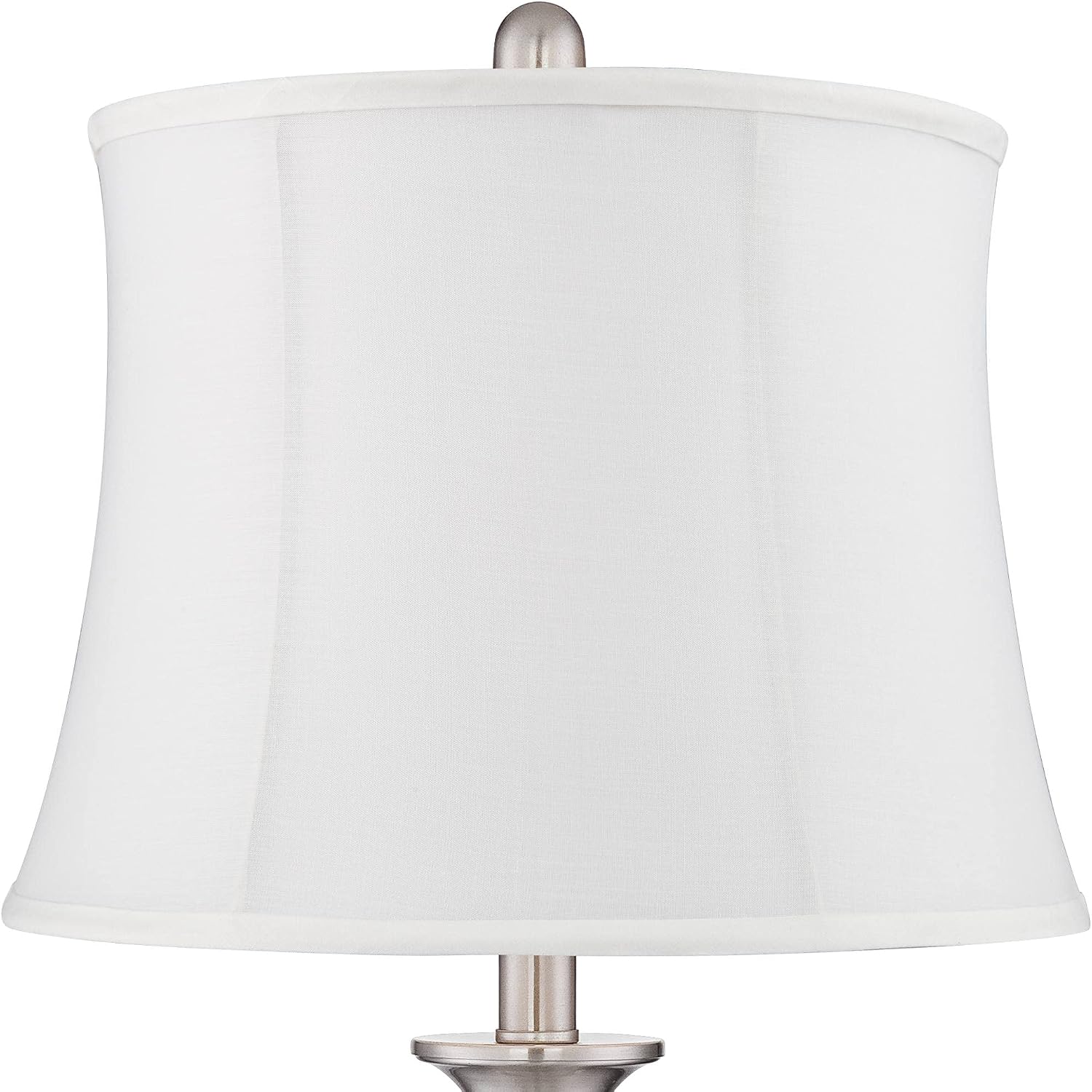Regency Hill Blair Traditional Table Lamps 25' Tall Set of 2 Brushed Nickel Silver Metal Candlestick White Softback Fabric Drum Shade for Bedroom Living Room House Bedside Nightstand Office