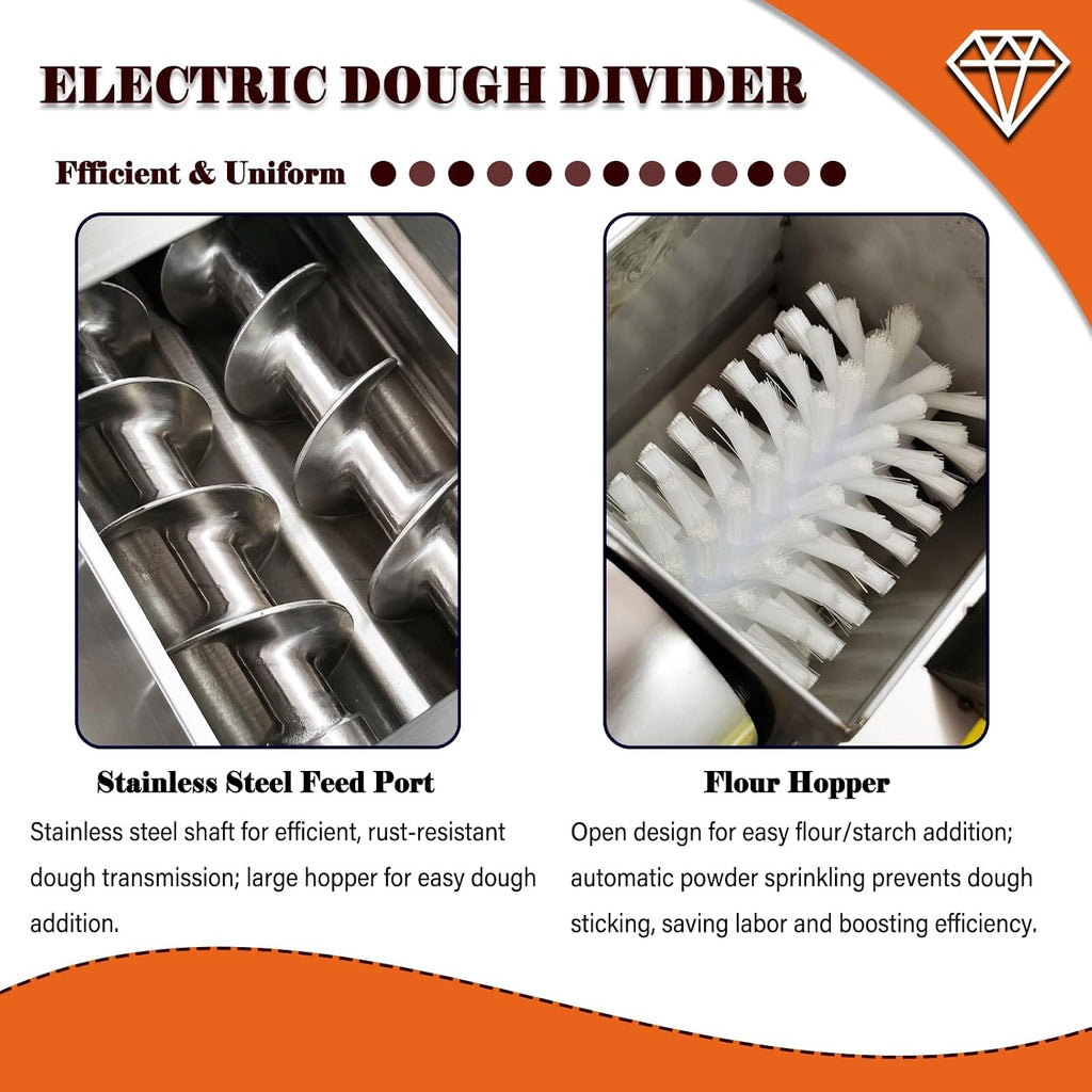 Electric Dough Divider Cutter Machine, Stainless Steel, 110V | Multifunctional Quantitative Partition, For Bread Bagel Cookie Noodle, 5g-500g Capacity