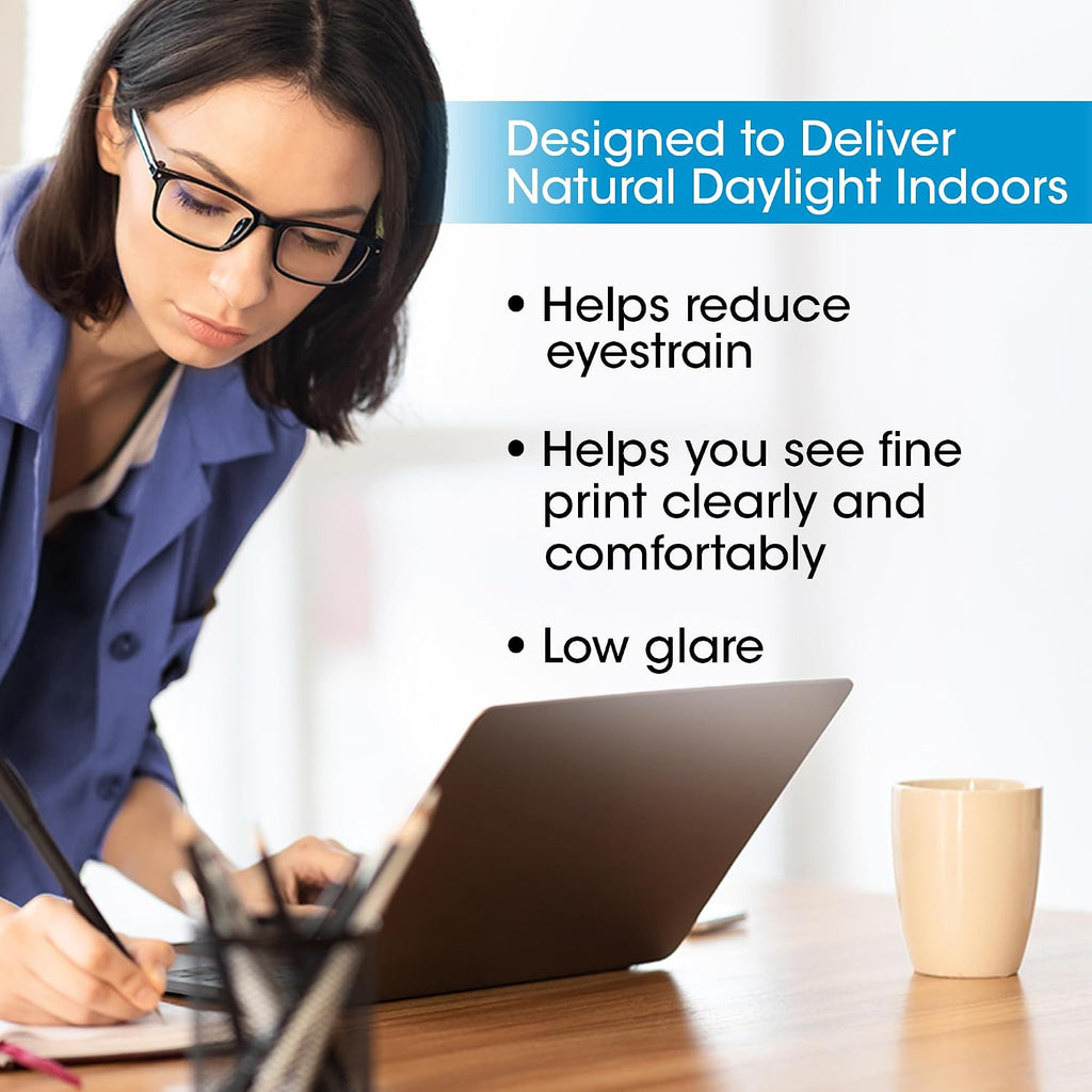 OttLite 18w EasyView Standing Floor Lamp with Optical Grade 3X Magnifier Attachment Arm & Flexible Neck - Wide Wing Shade with Modern Design for Crafting, Work, Office, Dorm Room, Sewing & Reading