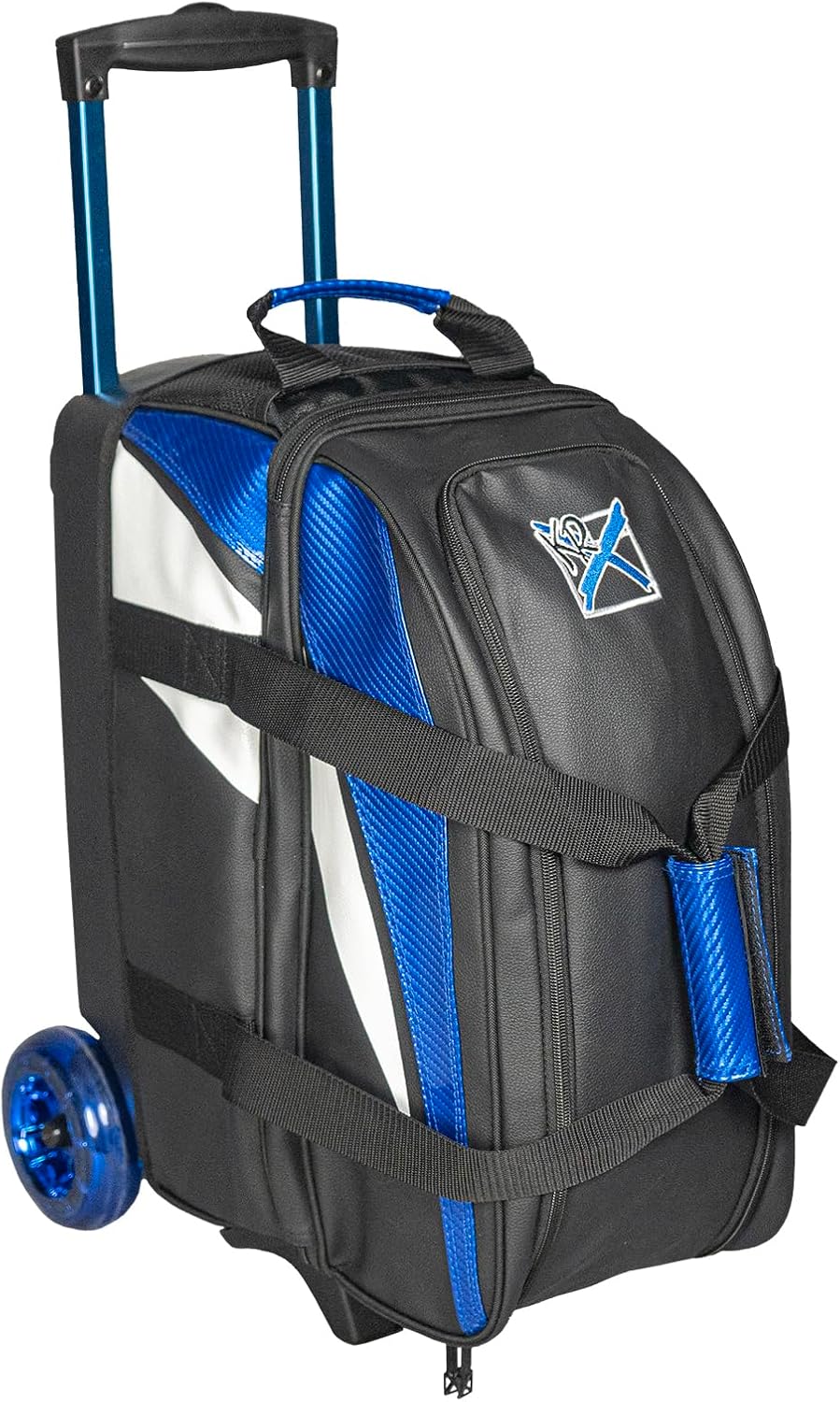 KR Strikeforce Cruiser Lux Double Bowling Ball Roller Bag with Upper Shoe Compartment and Side Accessory Pouch
