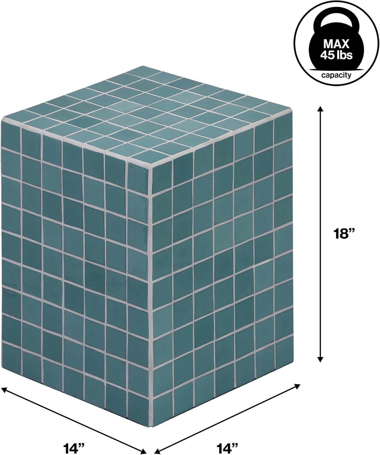 JONATHAN Y END2000A Callista 18' Modern Bohemian Ceramic Tiled Rectangle End Table, Side Table, Accent Table for Living Room, Bedroom, Teal Blue/White