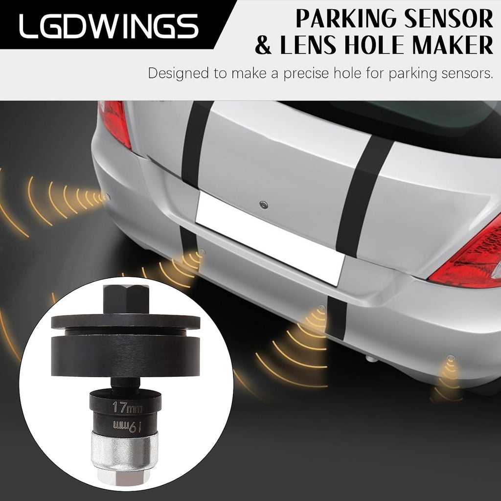 17-Pc Parking Sensor Hole Cutter Kit, Bumper Sensor Hole Punch Kit for VW & Cars, Park Sensor Hole Punch Tool and Lens Hole Maker, Manual Bumper Hole Cutting Tool Set 17-32mm