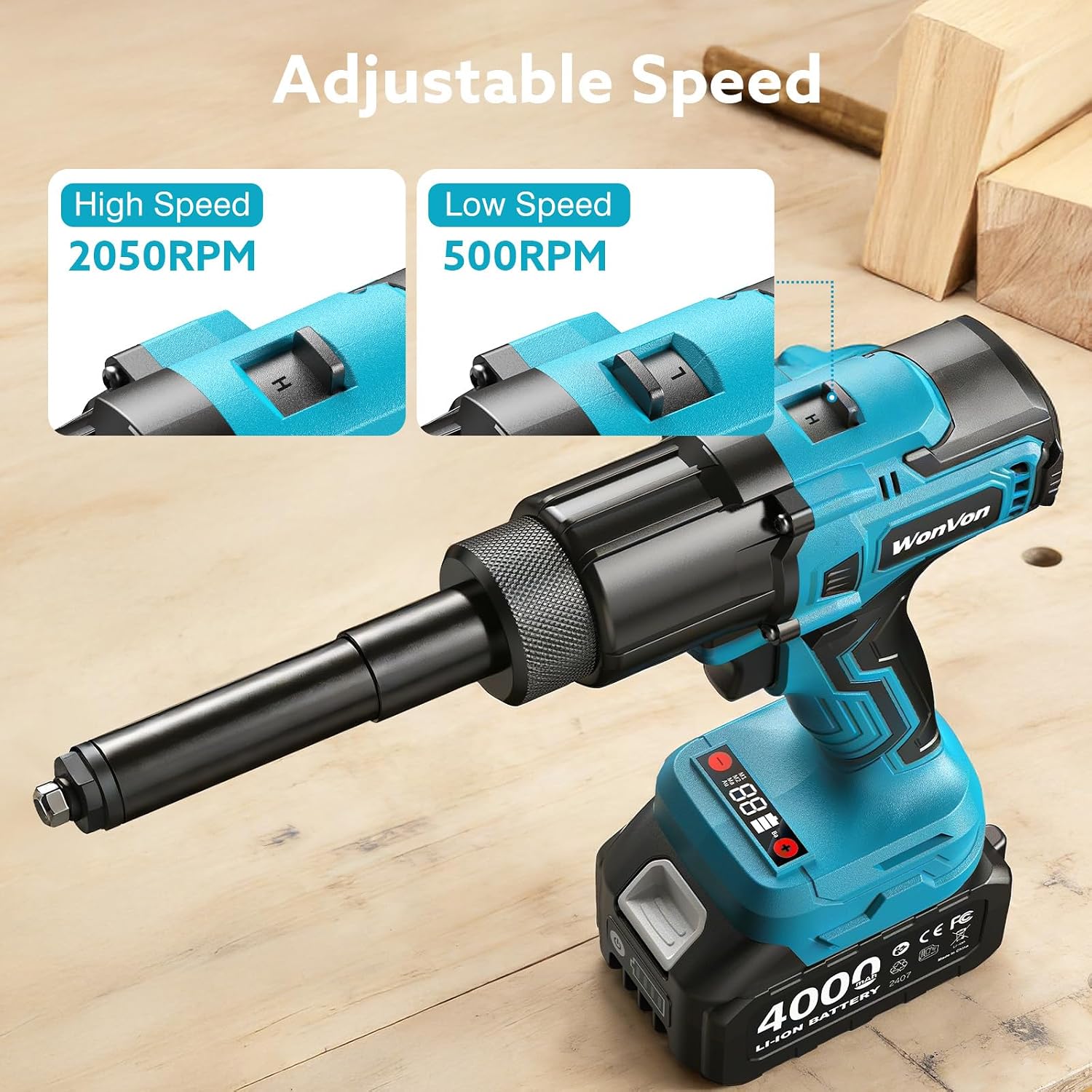 3-in-1 Cordless Electric Rivet/Nut/Drill Gun Tool for Nutsert(10/24' & 1/4' & 5/16' & 3/8'),Rivets(1/8'', 5/32'', 3/16'),Drill(3/16', 7/32', 1/4', 5/16'), Portable Battery Powered Pop Rivet Nut Drill