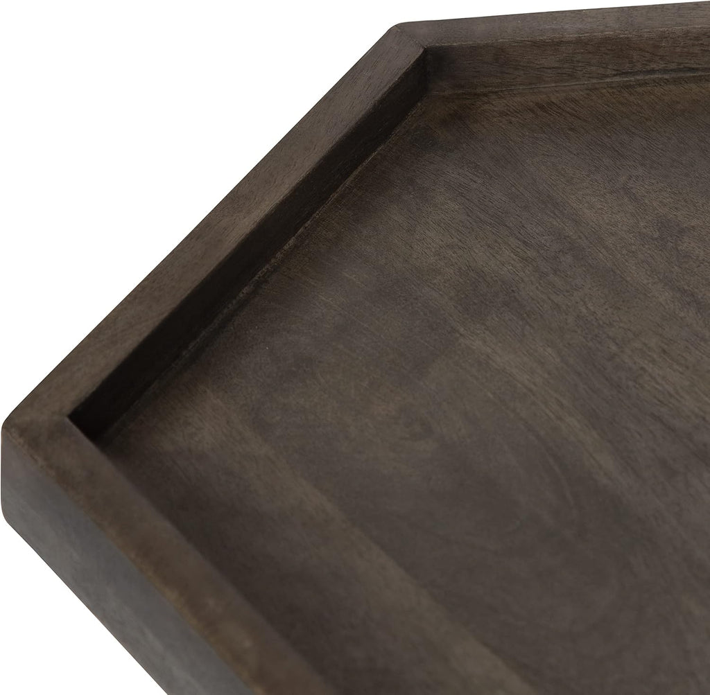 Kate and Laurel Kashvi Modern Side Table; 17 x 15 x 20; Graywash; Decorative Farmhouse Hexagon Bedroom Nightstand Table for Storage and Display