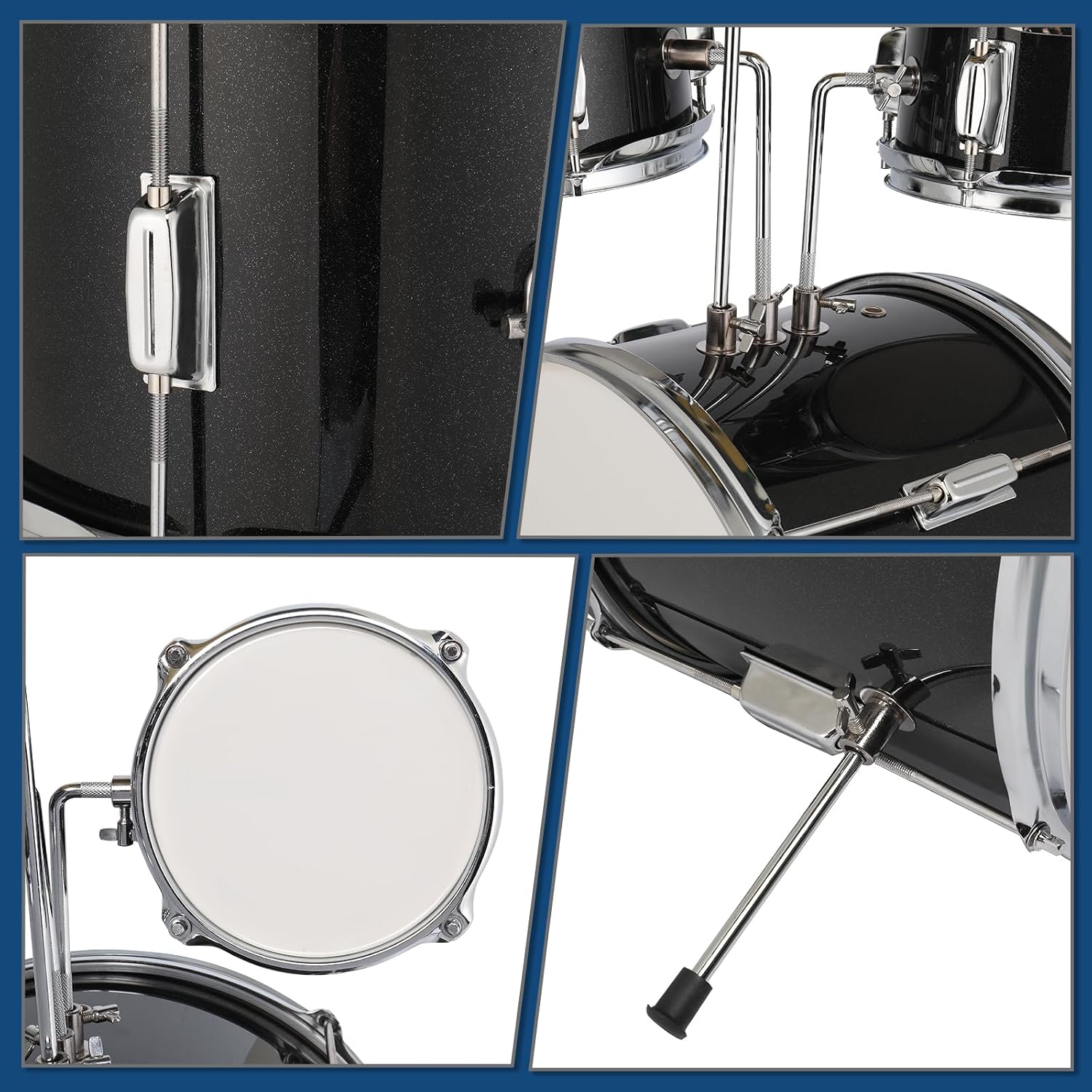 Ktaxon 5-Piece Complete Junior Drums Set, 14 Inch Beginners Drum Kit with Throne Stool, Pedal & Drumsticks, Drums Musical Instruments W/Cymbal, Hi-Hat, Floor, Tom and Snare Drum (Black)