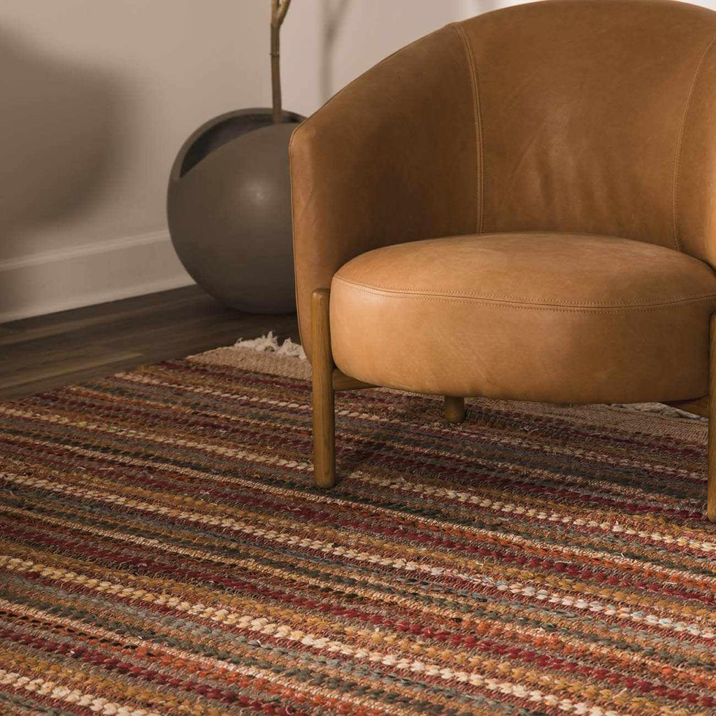 BoutiqueRugs Indigo Striped Transitional Cotton 5x7 Area Rug Hand Woven Tan Rust Olive Mustard Charcoal Ivory Bohemian Brenda Living Room Bedroom Dining Room Home Office Apartment Stain Resistant