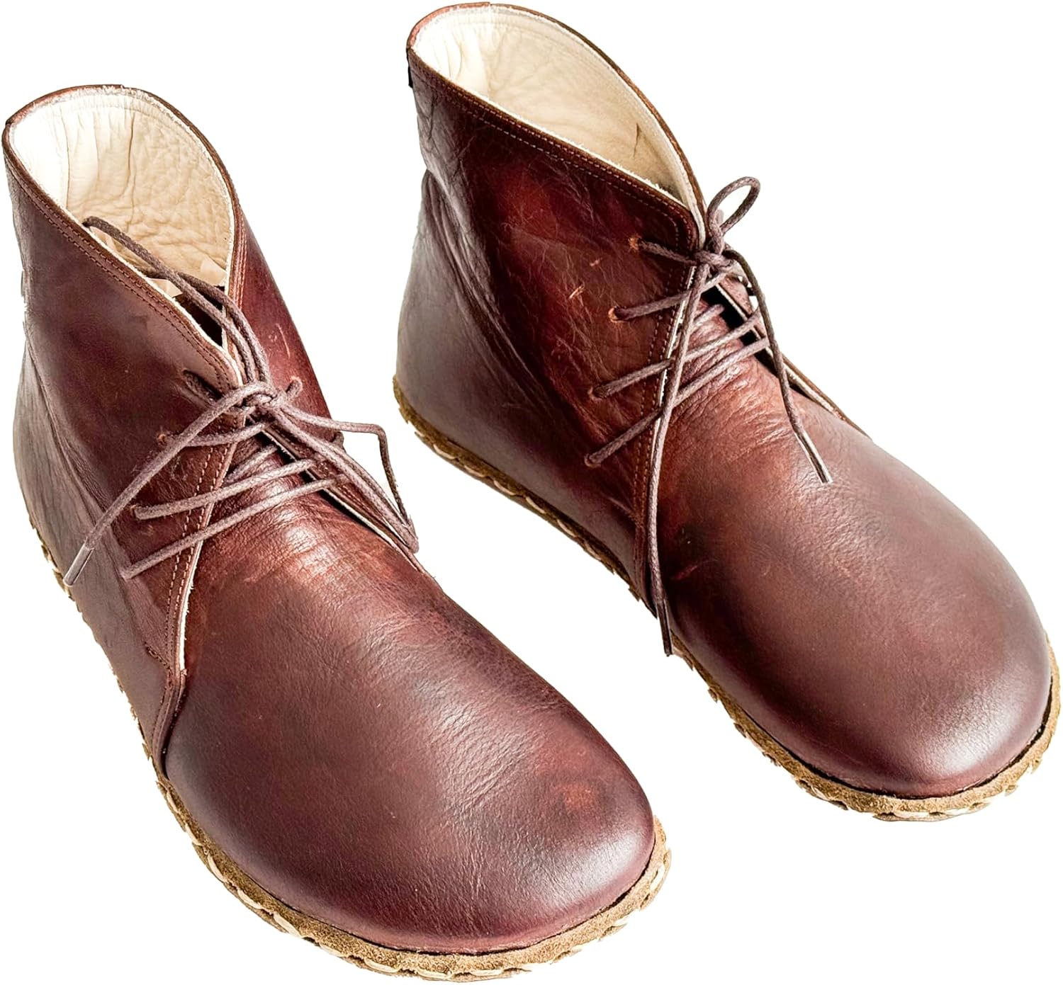 Handmade Leather Grounding Shoes with Copper Rivets | Wide Toe Box Boot | Natural Leather Barefoot Boot | Bitter Brown