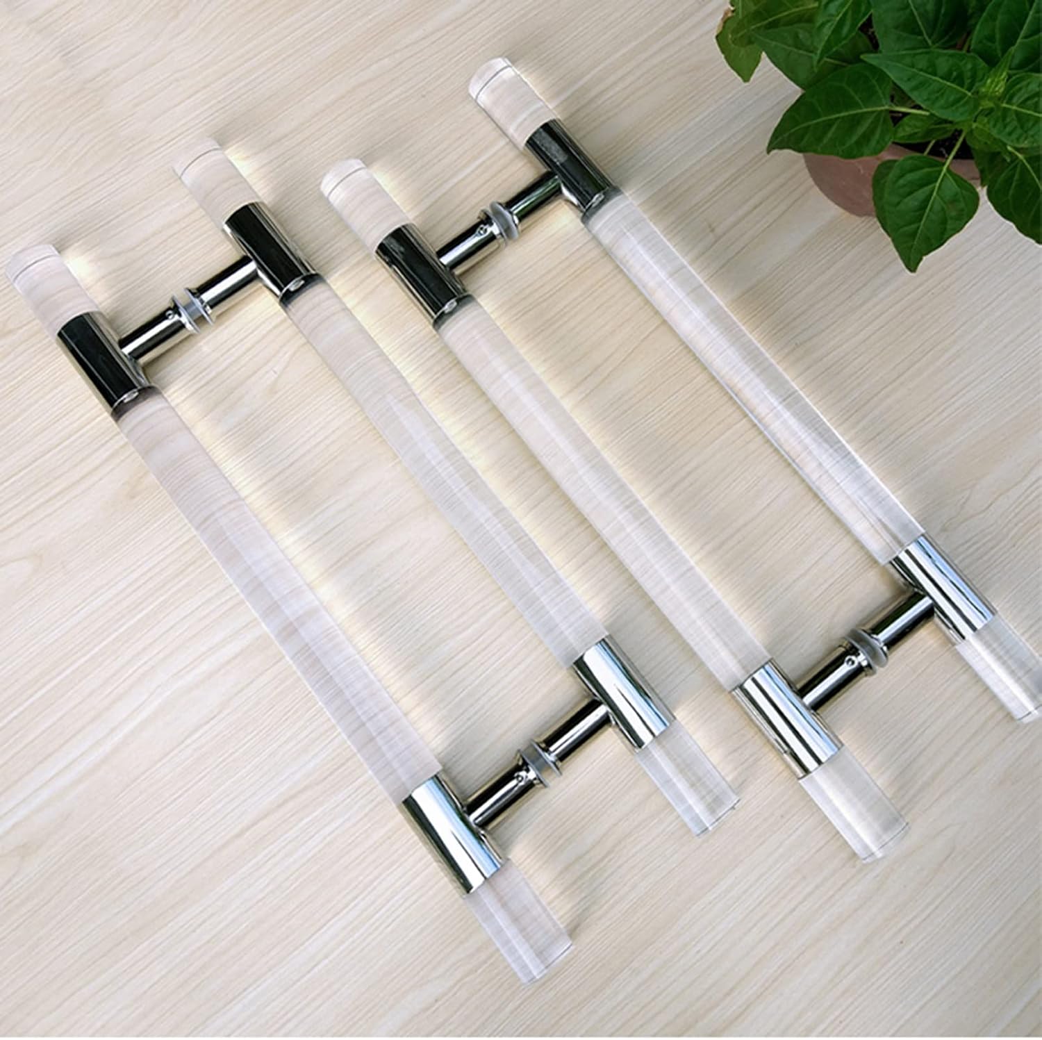 Clear Acrylic Door Handle,24 34 40 60 70 Inch Door Handle Hardware with Screws,Double Sided Knobs for Glass Sliding Gate (Color: Gold,Size: 80cm/31.5inch)
