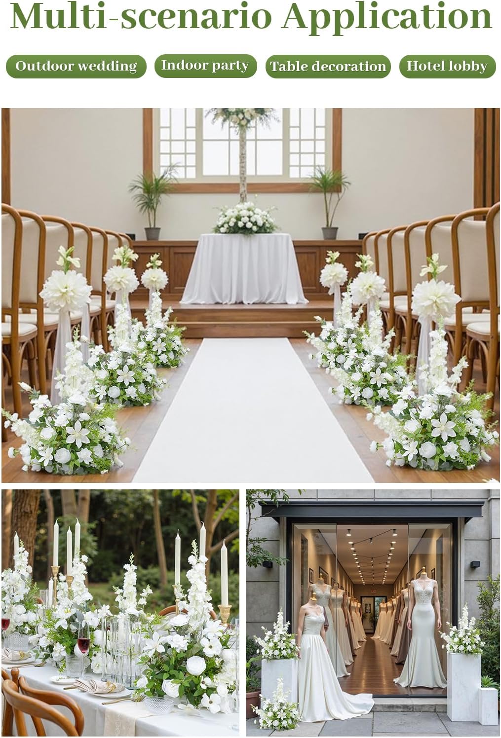 2pcs 19inch White Free Standing Flowers Ball Bouquet Artificial Rose Arrangements Balls for Wedding Centerpieces Tables Chair Aisle Runner Flowers Decor