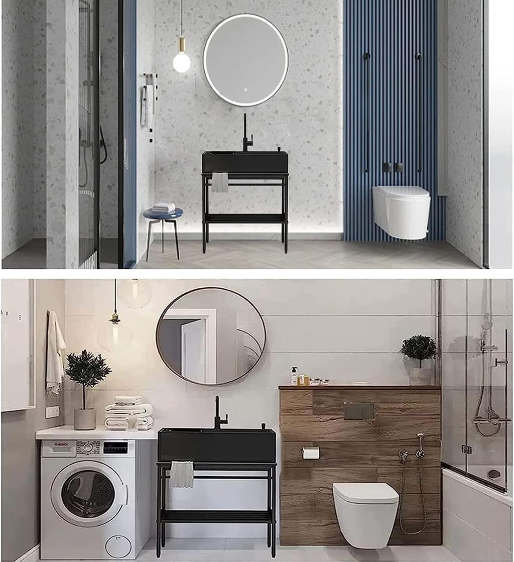 Commercial Stainless Steel Kitchen Sink, Outdoor Utility Single Bowl Sink,Heavy Duty Wash Station w/Faucet and Shelves for Garage,Restaurant,Kitchen,Laundry(60 * 45 * 86cm/23.6 * 17.7 * 33.8in