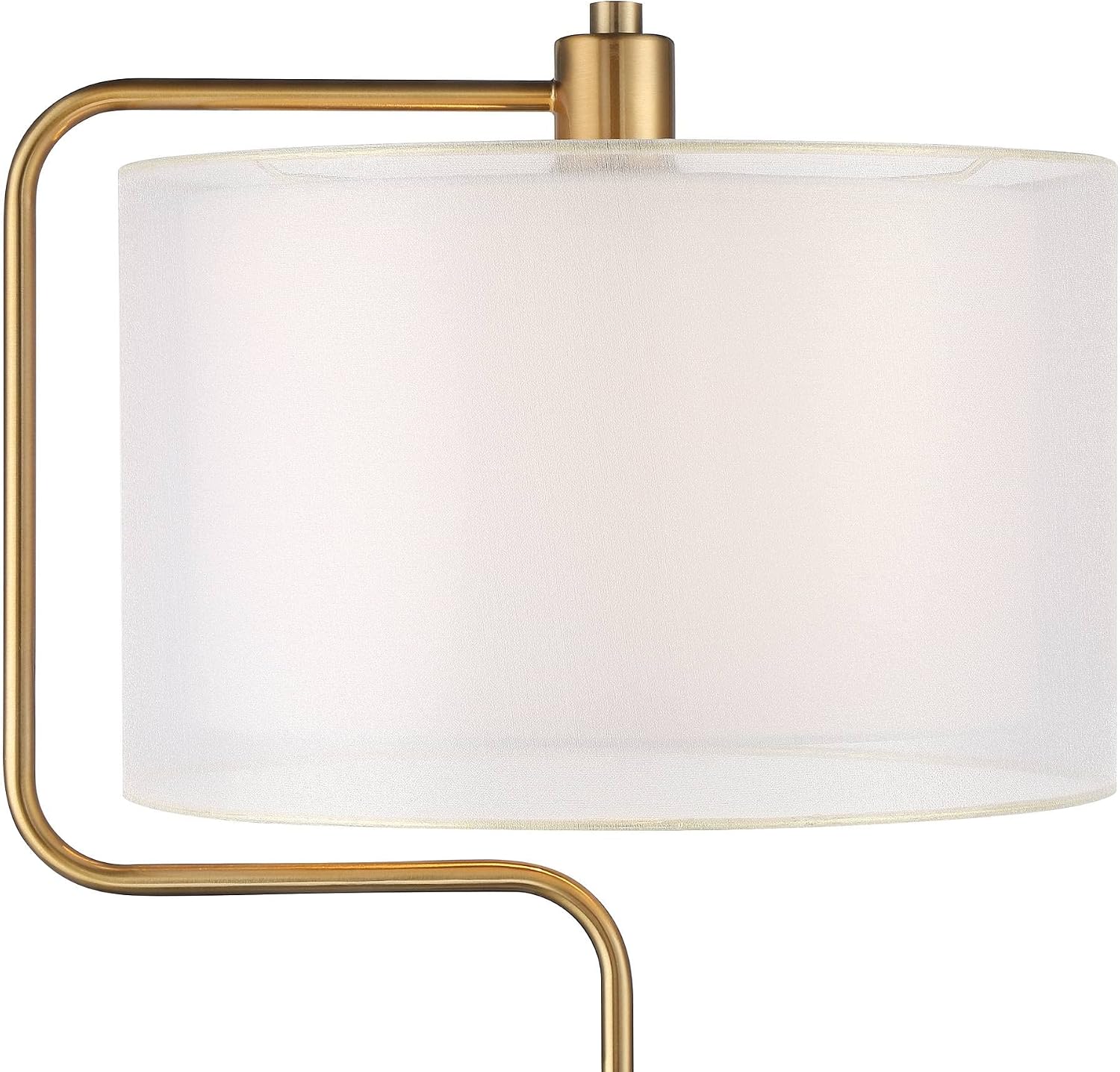 Possini Euro Design Carlyle 30 1/2' Tall Large Mid Century Modern Glam Luxe Desk Lamps Set of 2 USB Port AC Power Outlet Gold Black Metal White Shade Home Office Living Room Charging Bedroom Bedside