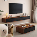 Floating TV Stand Large Floating TV Shelves Wall Mounted Multi Storage Compartment TV Media Console Floating TV Cabinet Bench Under TV Large Storage (Brown-Black, 63.0 * 7.9 * 9.4 in)