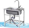 Free Standing Sink | 1 Compartment Commercial Kitchen Sink | Utility Prep Sinks | Single Bowl Sink | 304 Stainless Steel Sink | Extra-Deep Laundry Tub | Indoor-Outdoor Protable