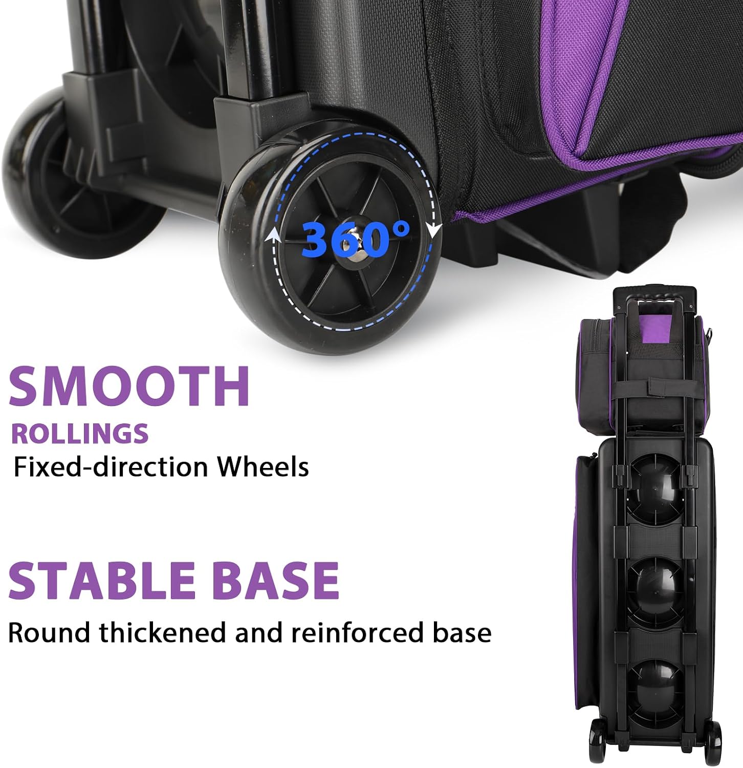 Goloni 3 Ball Bowling Bag with Wheels, Rolling Bowling Roller Bag with Retractable Handle for Balls & Bowling Accessories