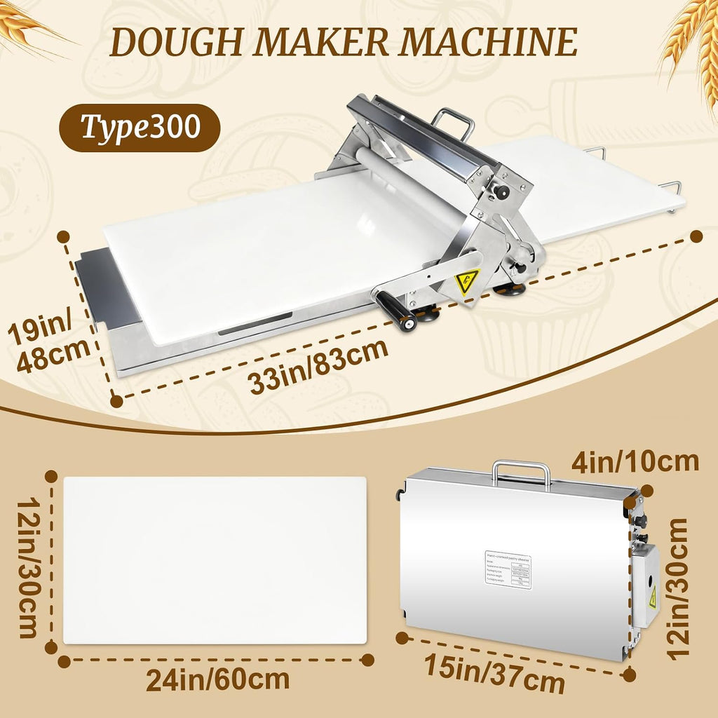 Manual Dough Sheeter 23.6'x12',Roller Machine,Commercial Folding Dough Maker with Carry Handle, Adjustable Thickness for Pizza, Pasta, Pastry