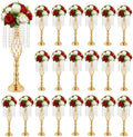 20 pcs 21.65 Inch Wedding Gold Flower Centerpieces Crystal Metal Flower Vase Wedding Centerpieces for Tables Decorations