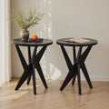 Ahokua Modern Black Round End Table Set of 2, Mid-Century Accent Side Table with MDF Top and Crossed Legs for Living Room, Bedroom, Small Spaces, Industrial & Minimalist Style