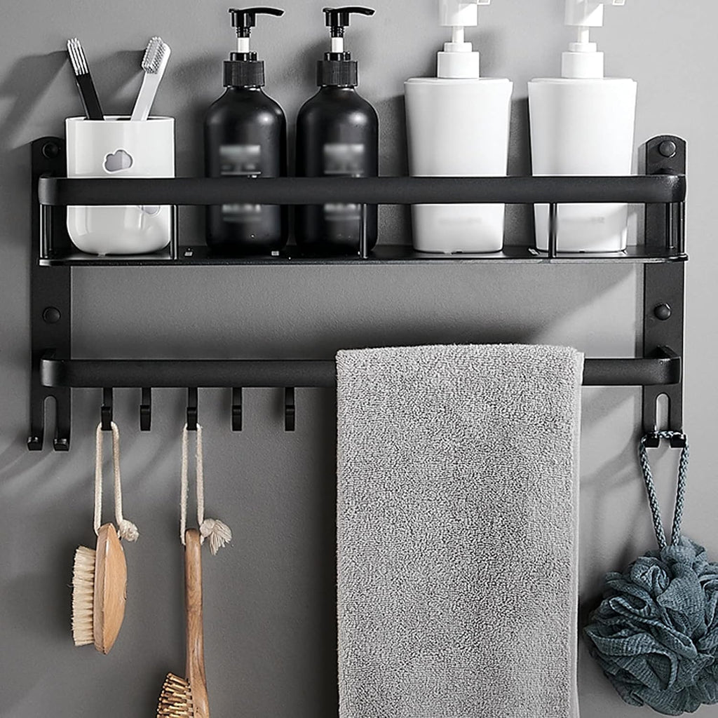TOMYEUS Shower Caddy Bathroom Shelf Modern Floating Shelves，Wall Mounted Bathroom Wall Shelves with Towel Bar，Wall Storage Shelves Organizer for Kitchen, Bathroom Shower Organizer (Size : 40 cm Long)