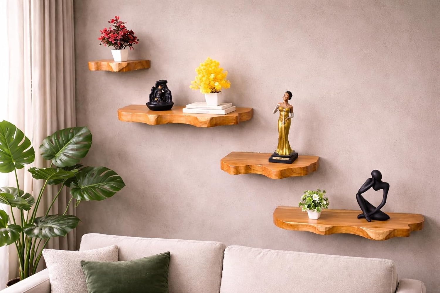 Modern Sale Live Edge Shelf Floating Shelf Teak Wood Live Edge Shelves Hanging Shelf Floating Shelf Book Shelf Wall Décor (28' W X 8' D X 1.5' (Inches))
