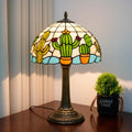 Tiffany Stained Glass Table Lamp Creative Cactus Style Unique Gift for Nature Enthusiasts Bedroom Bedlight Living Room Dining Room Office Desk Home Decor Table Lamp Atmosphere Light