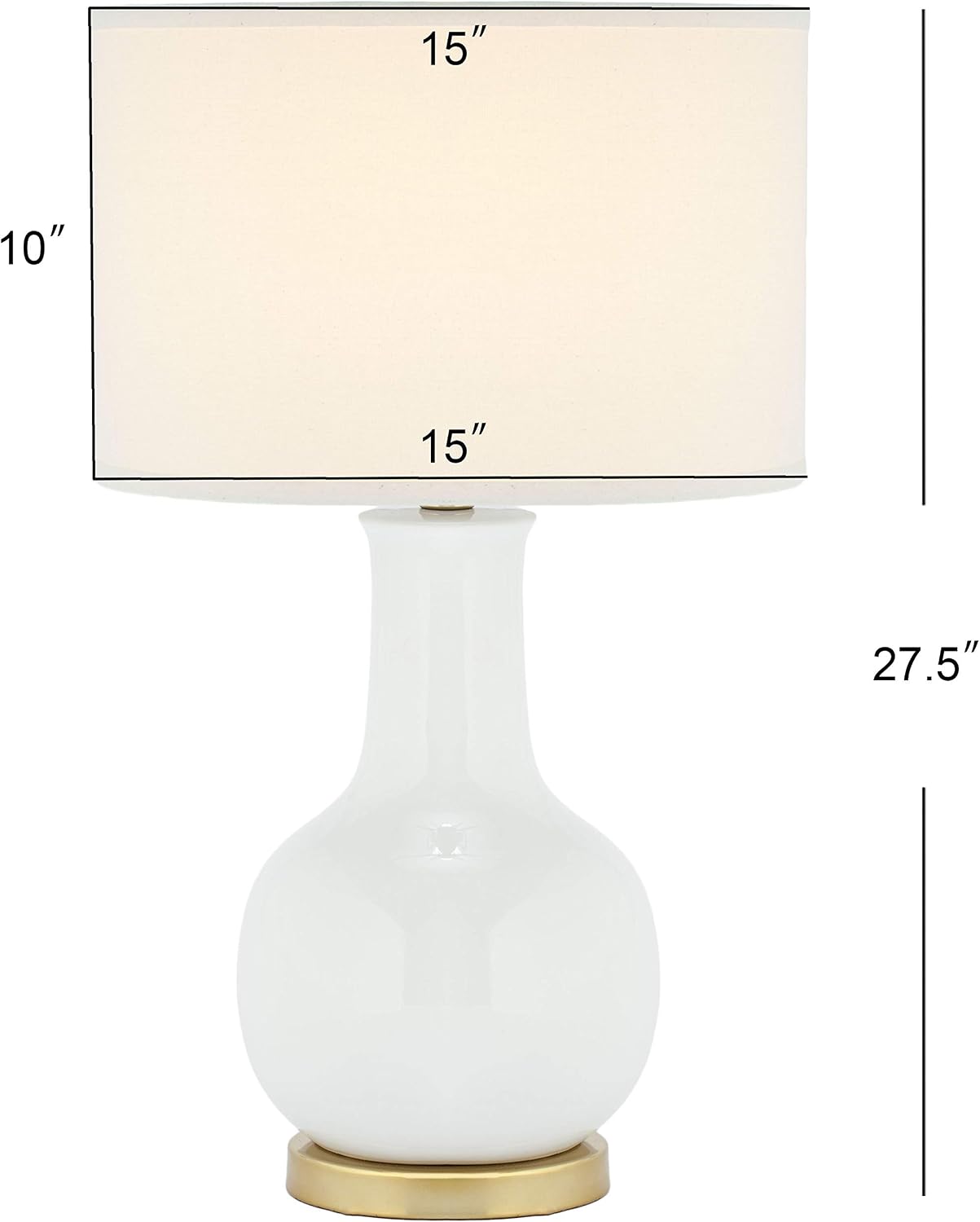 SAFAVIEH Lighting Collection Paris Modern White Ceramic 28-inch Bedroom Living Room Home Office Desk Nightstand Table Lamp (LED Bulb Included)