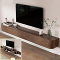 Floating TV Stand Large Floating TV Shelves Wall Mounted Multi Storage Compartment TV Media Console Floating TV Cabinet Bench Under TV Large Storage (Brown, 63.0 * 7.9 * 11.8 in)