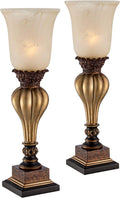 Regency Hill Sattley Traditional Uplight Accent Table Lamps 23 1/4' High Set of 2 Light Gold Alabaster Glass Shade Decor for Living Room Bedroom House Bedside Nightstand Home Office Family
