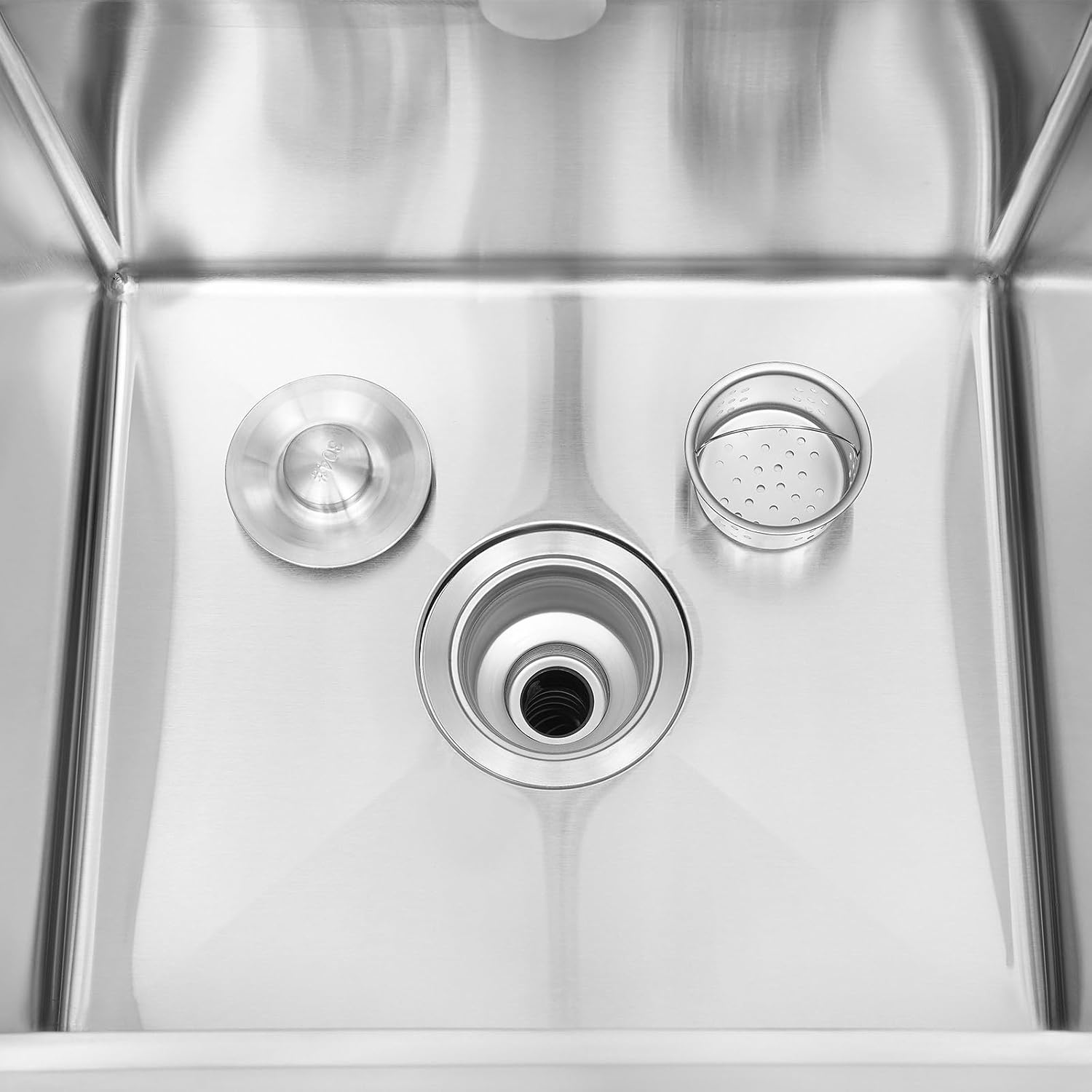 Stainless Steel Sink Single Bowl Commercial Utility Sink Free Standing Kitchen Sinks with Cold and Hot Water Faucets for Kitchens, Garage, Laundry Room (35.4' W x 21.2' D x 39.3' H)