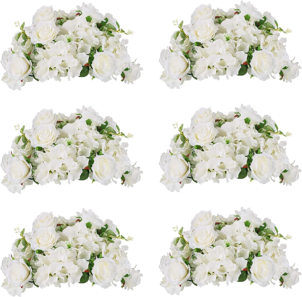 BLOSMON Artificial Flower Balls Wedding Centerpieces 6 Pcs 14.2' Large White Fake Flowers Rose Hydrangea Ball Arrangement Center Pieces for Table Silk Floral Bouquet for Wedding Party Home Decor