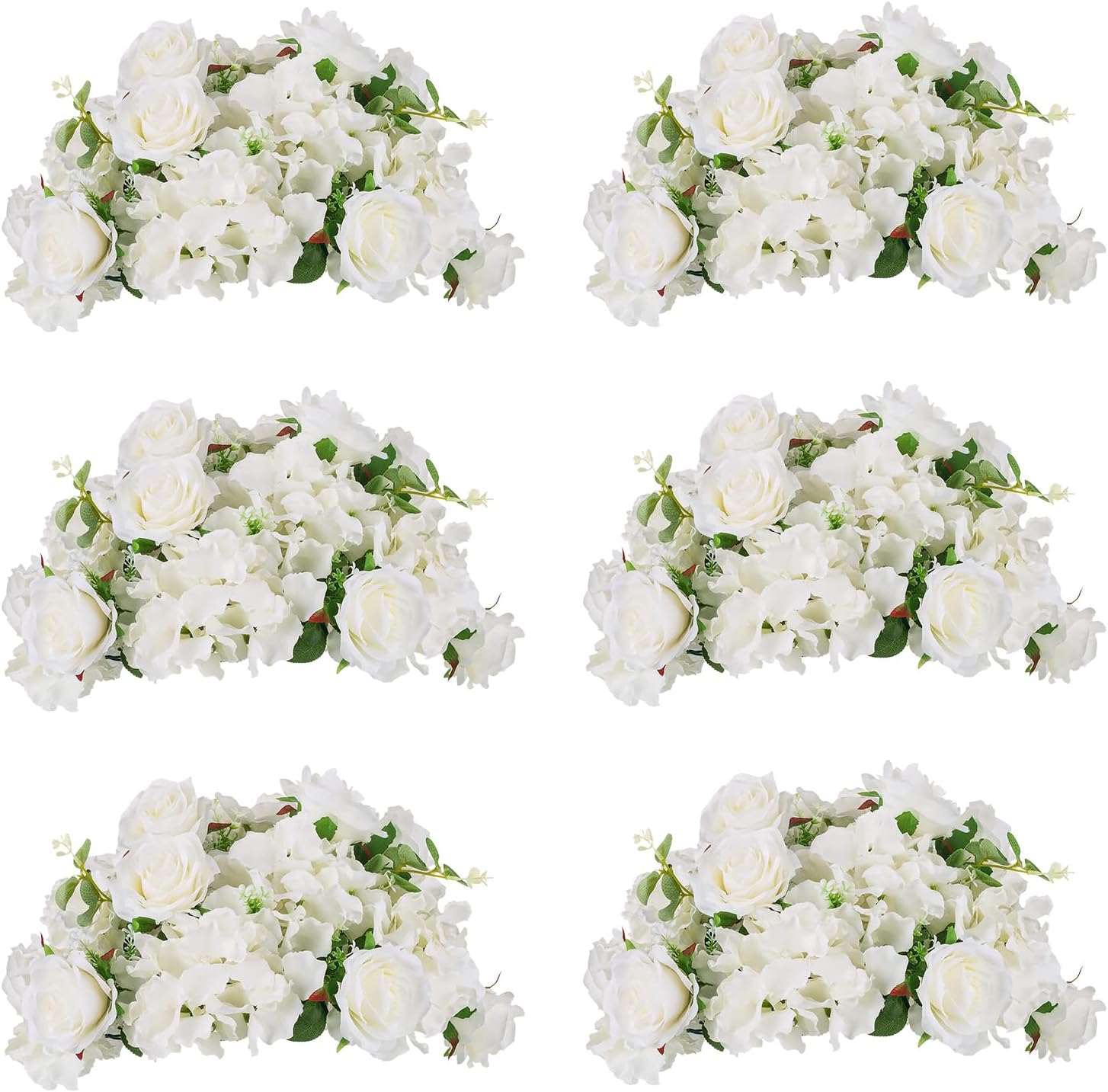 BLOSMON Artificial Flower Balls Wedding Centerpieces 6 Pcs 14.2' Large White Fake Flowers Rose Hydrangea Ball Arrangement Center Pieces for Table Silk Floral Bouquet for Wedding Party Home Decor