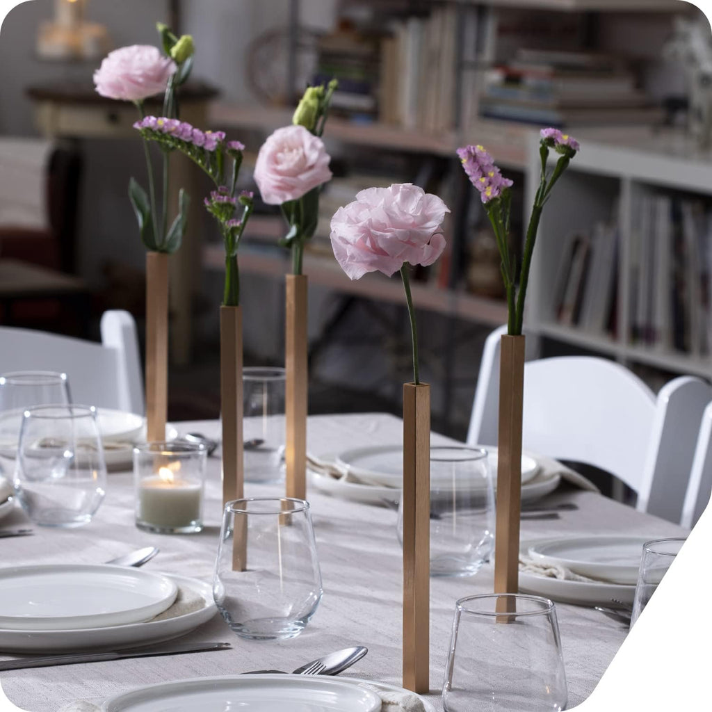 PELEG DESIGN Magnetic Bud Vase Set (Gold) - Unique Home Decor Gift & Modern Table Centerpiece - 20 Aluminum Single Stem Vases - 9.4' Tall Gravity Defying Decor