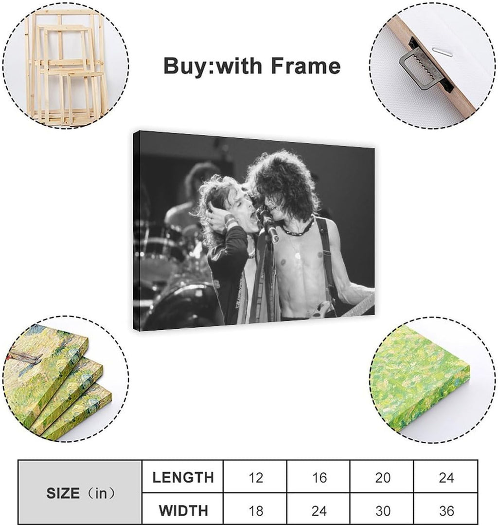 TONITOTA Joe_perry Rock Scene Classic Canvas Poster | Retro Historical Black And White Photos | Wall Art | Kitchen | Bathroom Decor | Frame 24x36inch