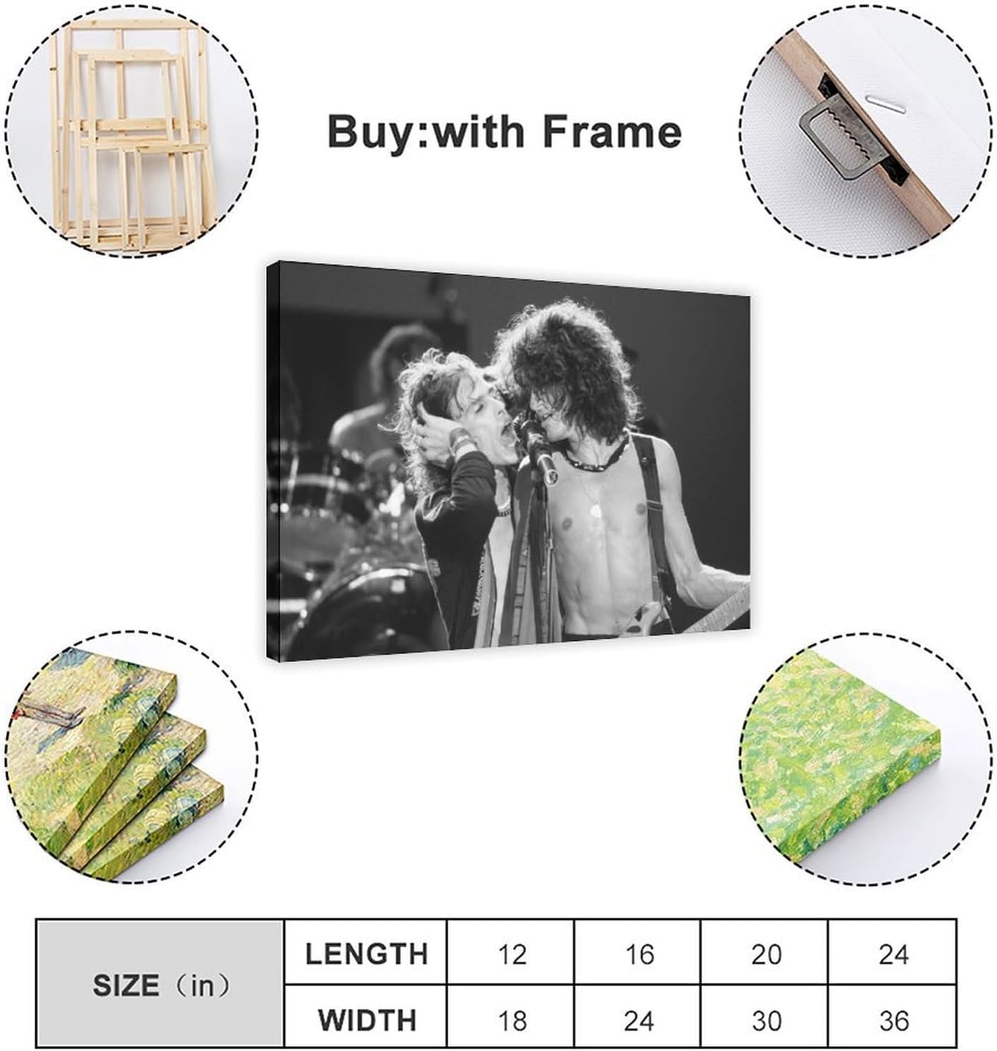 TONITOTA Joe_perry Rock Scene Classic Canvas Poster | Retro Historical Black And White Photos | Wall Art | Kitchen | Bathroom Decor | Frame 24x36inch