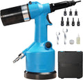 Heavy Duty Air Hydraulic Rivet Nut Tool Kit, Pulling Force Pop Rivet Gun Tool Kit with 7 Replaceable Nozzles Rivets & Toolbox, Automatic Air Rivet Hammer for Construction(Blue) (Blue)
