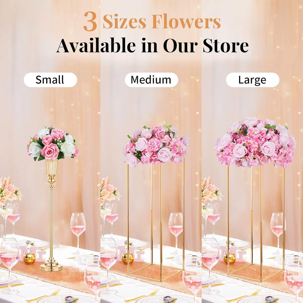 NUPTIO Flower Ball Arrangement Bouquet - 10 Pcs 14.2 inch Diameter Pink Fake Flowers Roses Balls for Centerpieces Tables - Artificial Rose Arrangements for Wedding Centerpiece Table Decorations