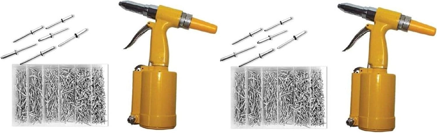 2 set Pneumatic Hydraulic Air Riveter Pop Rivet Gun Tool PLUS 1000pc Rivet Assortment NEW,Jikkolumlukka