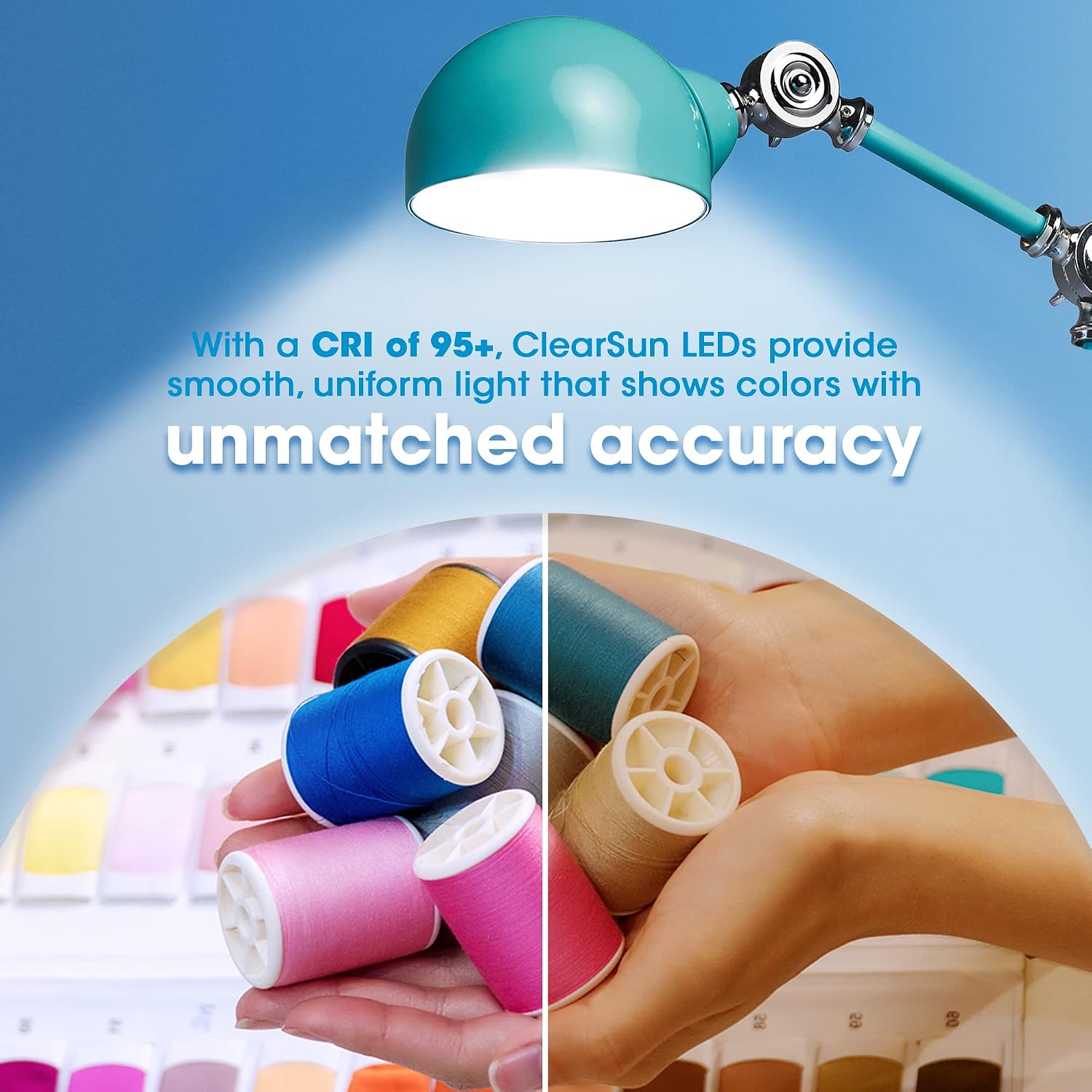 OttLite Revive LED Desk Lamp with ClearSun LED Technology, Turquoise – 3 Brightness Settings, Touch Activated Controls, USB Charging Port & 3 Adjustable Knobs for Precise Lighting - Great for Reading