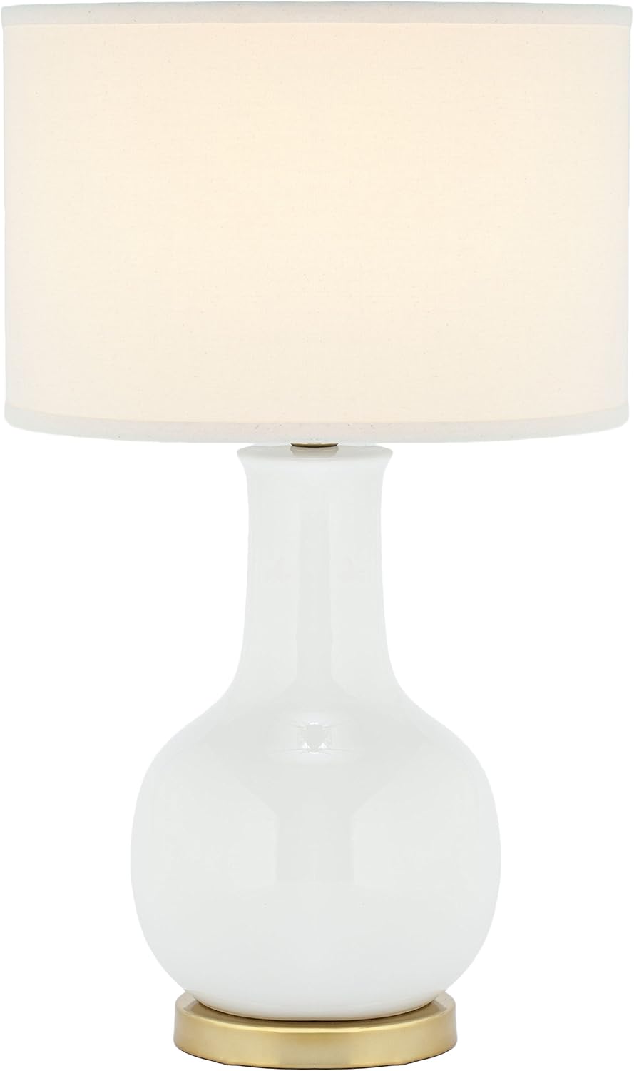 SAFAVIEH Lighting Collection Paris Modern White Ceramic 28-inch Bedroom Living Room Home Office Desk Nightstand Table Lamp (LED Bulb Included)