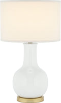 SAFAVIEH Lighting Collection Paris Modern White Ceramic 28-inch Bedroom Living Room Home Office Desk Nightstand Table Lamp (LED Bulb Included)