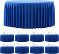 8 Pack Royal Blue Round Tablecloth 60 inch Stretch Spandex Fitted Table Cloth 5FT Round Banquet Tablecloths Wrinkle Free Table Cover Stitch Circle Tablecloth with Ruffle Skirt for Party Wedding