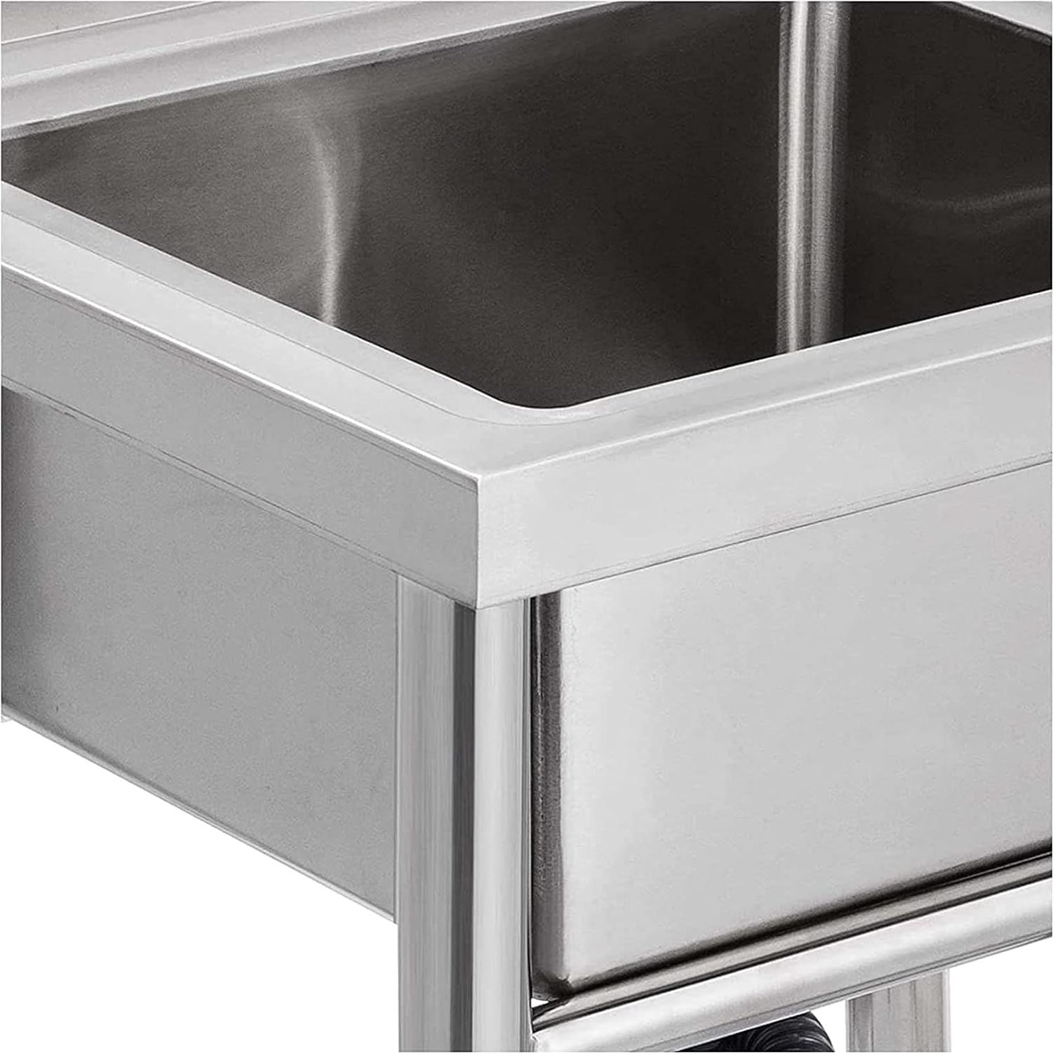 Commercial Kitchen Sink 304 Stainless Steel Free-Standing Utility Sink Set Single Bowl Sink for Garage, Restaurant, Bar, Laundry Room, Indoor Outdoor