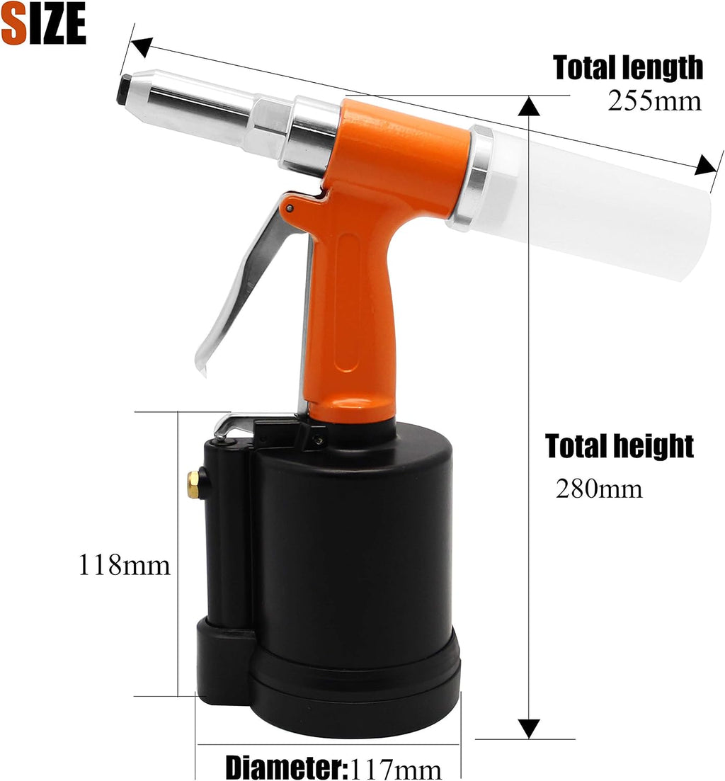 Air Hydraulic Double Power Pop Rivet Gun Industry Pneumatic Pop Riveter Heavy Duty Riveting Tool Kit for 1/8 5/32 3/16 1/4 Pneumatic Riveted Nut