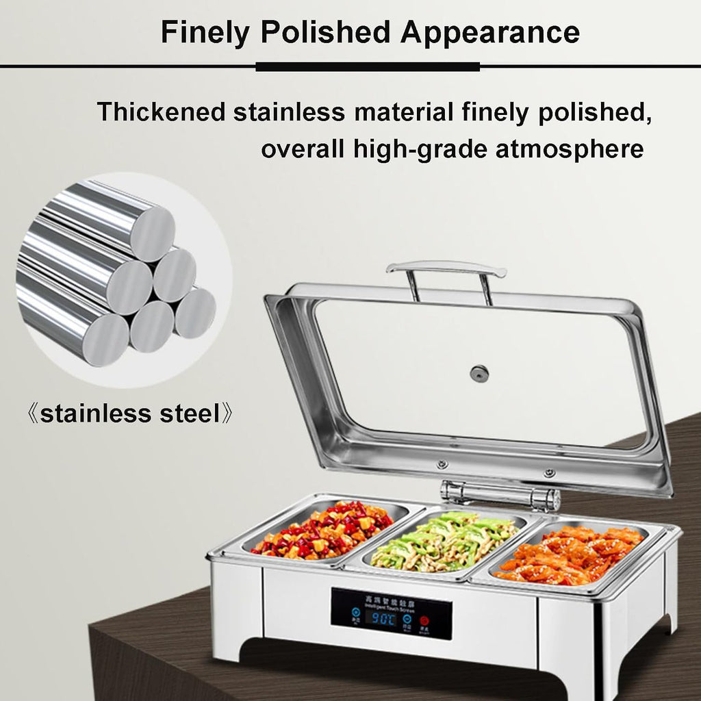 13.5L Electric Chafing Dish - 1/2/3-Grids, Buffet Servers Warmers for A Variety of Dishes, Large Capacity Warming Tray, Removable Design for Easier Cleaning and Maintenan,grids