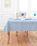 Solino Home Linen Tablecloth 60 x 120 Inch - Classic Hemstitch 100% Pure Linen Sky Blue Table Cloth for Rectangle Tables - Machine Washable Tablecloth for Summer