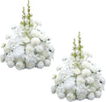 2pcs 19'' White Rose Free Standing Flowers Ball Bouquet Artificial Rose Arrangements Balls for Wedding Centerpieces Tables Chair Aisle Runner Flower Decor