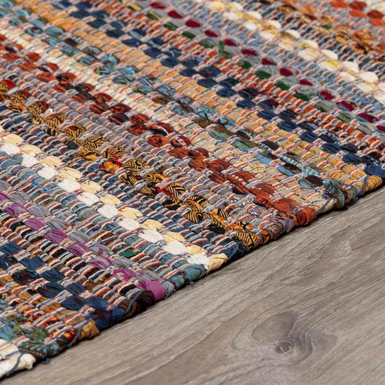 BoutiqueRugs Indigo Striped Transitional Cotton 5x7 Area Rug Hand Woven Tan Rust Olive Mustard Charcoal Ivory Bohemian Brenda Living Room Bedroom Dining Room Home Office Apartment Stain Resistant