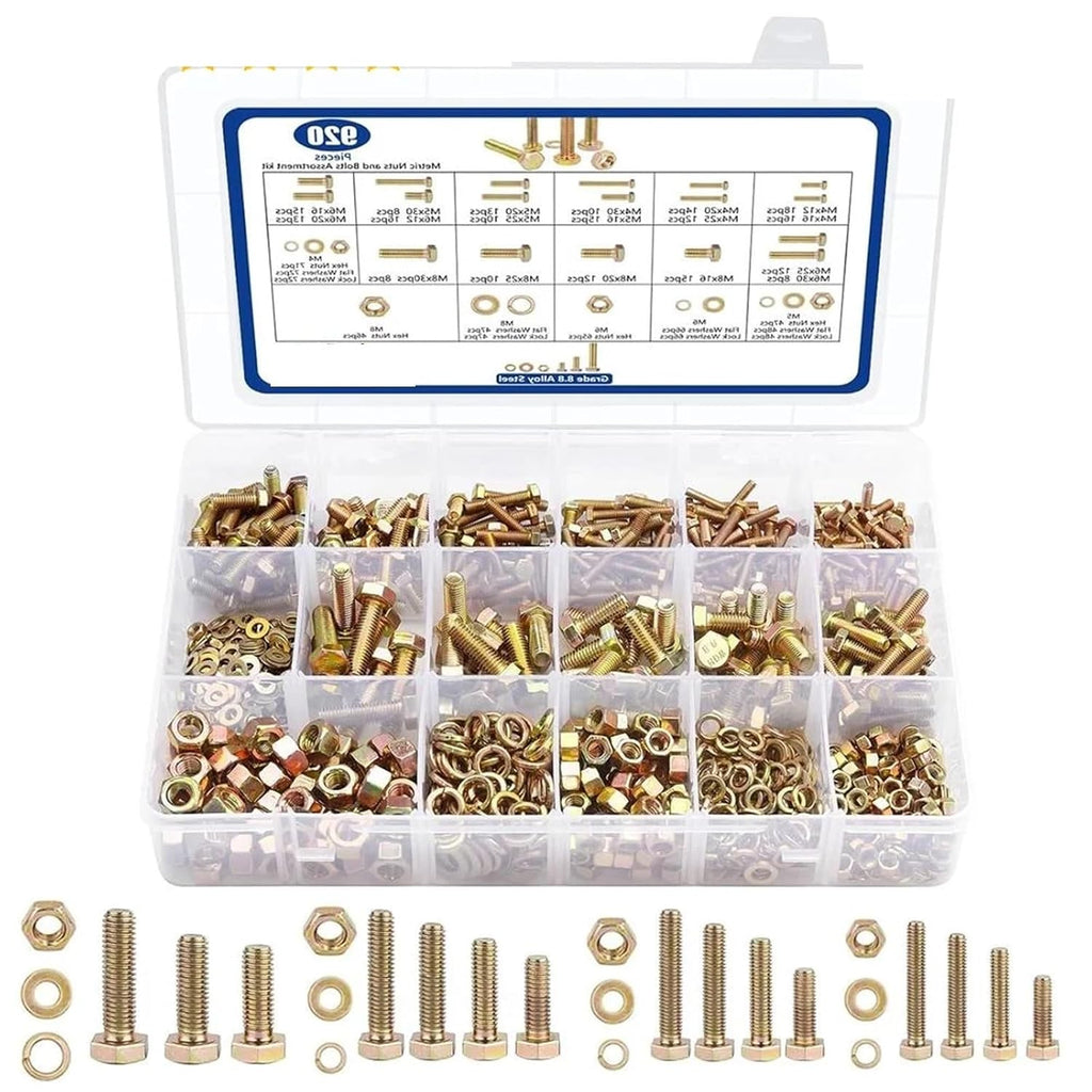 Set Screw Assortment Kit 920Pcs Hex Head Alloy Steel Heavy Duty Metric Bolt Assortment Kit for Homeowners,DIYers,Mechanics,Industrial Workers