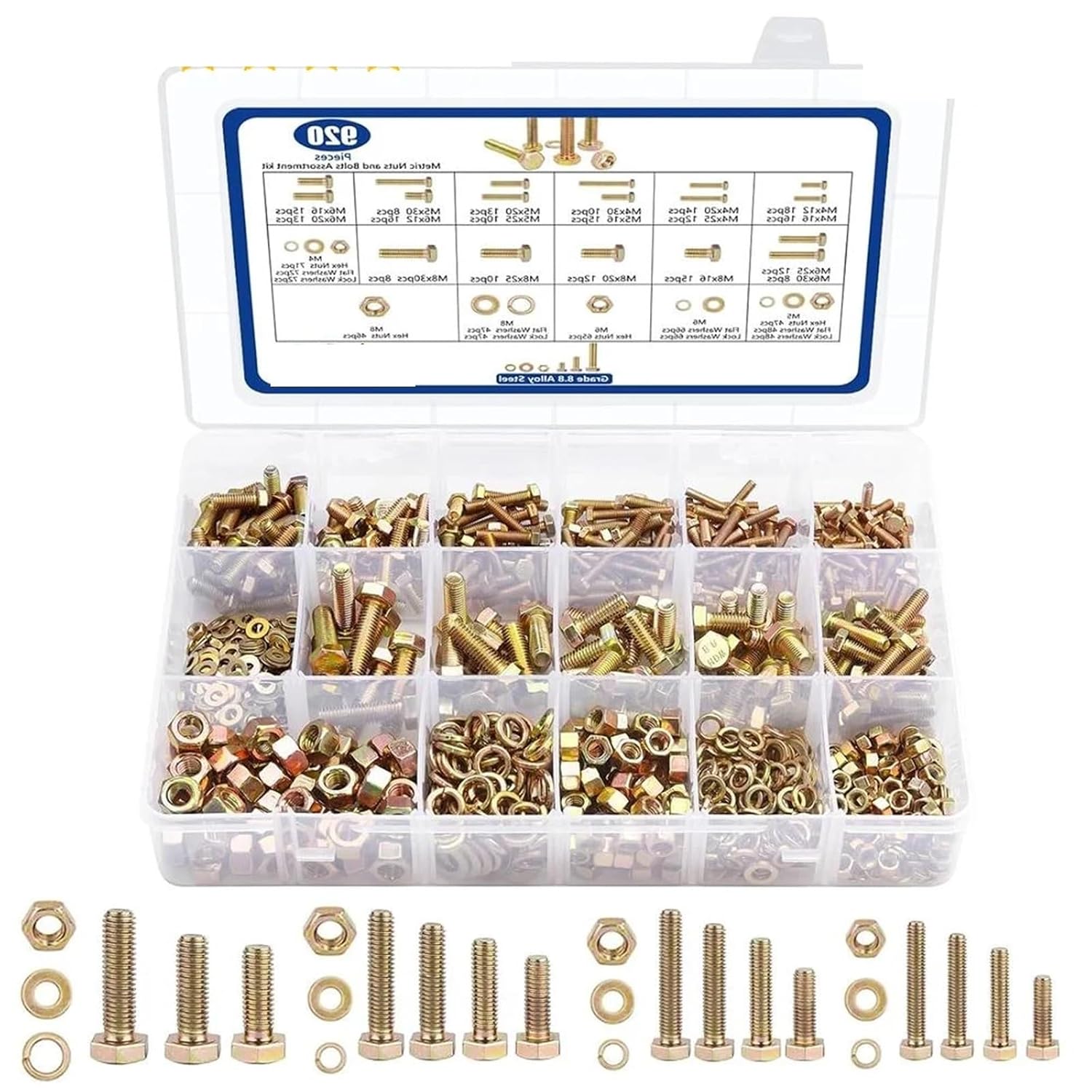 Set Screw Assortment Kit 920Pcs Hex Head Alloy Steel Heavy Duty Metric Bolt Assortment Kit for Homeowners,DIYers,Mechanics,Industrial Workers