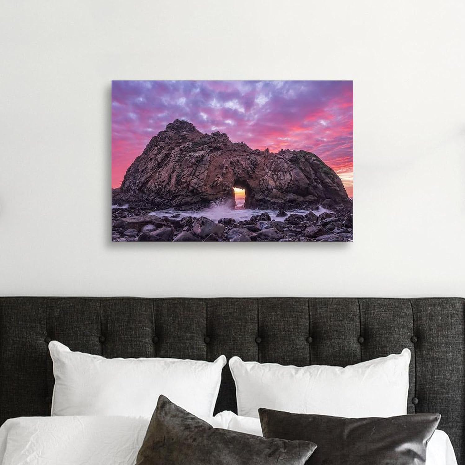 CafePress Canvas Wall Art Beach Sunset Keyhole Rock Ready to Hang for Living Room, Bedroom or Office