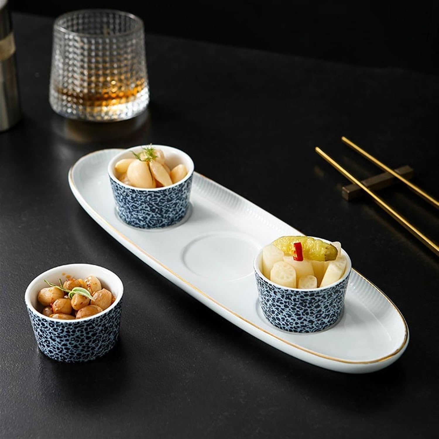 Soy Sauce Dish Hotel Restaurant Commercial Triple Platter Cold Dishes Snacks Snacks Salad Snack Plate Ceramic Tableware Dipping Bowls